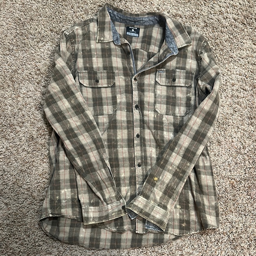 Hurley Brown Tan Casual Button Down Shirt